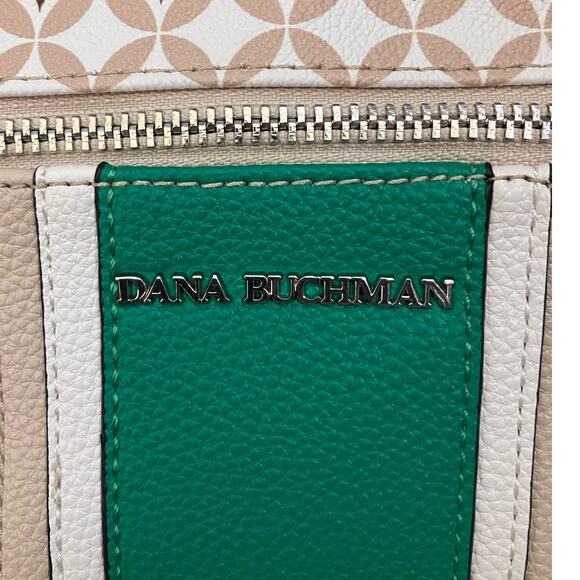 Dana Buchman Tan White Green Small Shoulder Purse - Picture 3 of 5